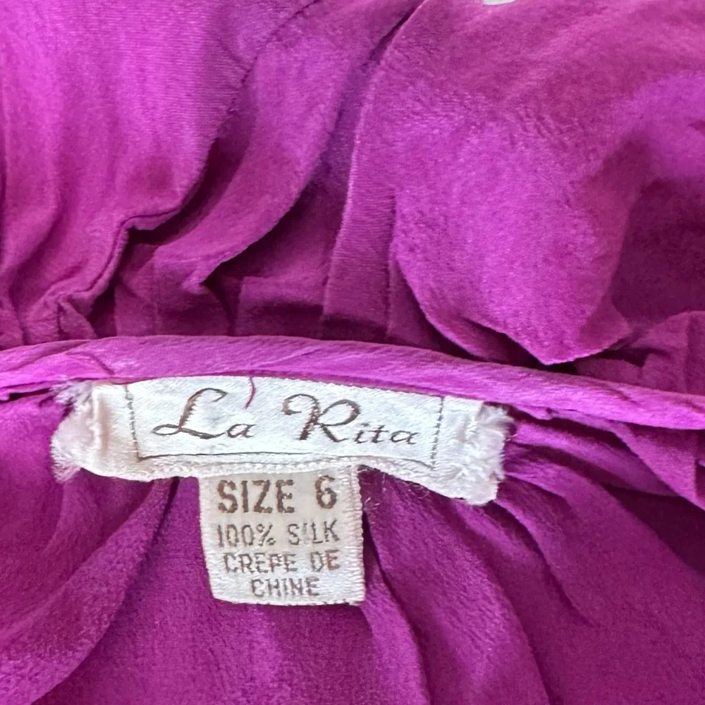 Vintage La Rita Ruffled Silk Blouse - Picture 5 of 6